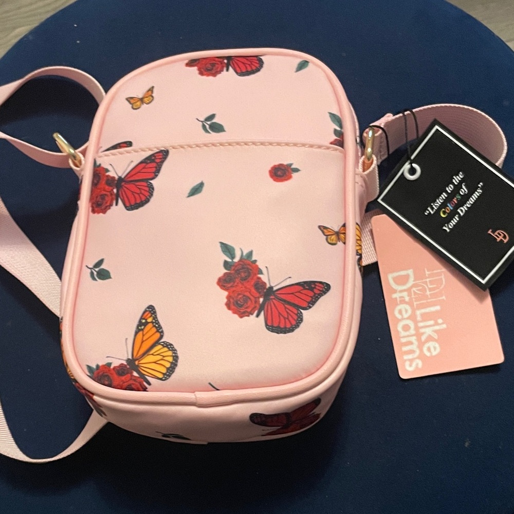 Butterfly Rose Crossbody Bag - Pink